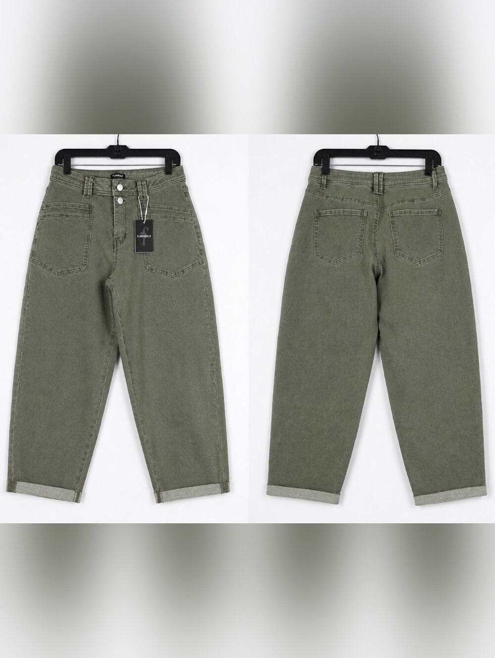 Women’s High-Rise Olive Green Relaxed Jeans